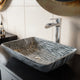 Glass Rectangular Vessel Bathroom Sink in Titanium Gray with Niko Faucet and Pop-Up Drain in Chrome