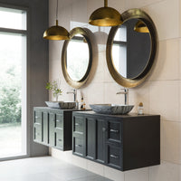 Glass Rectangular Vessel Bathroom Sink in Titanium Gray with Niko Faucet and Pop-Up Drain in Chrome