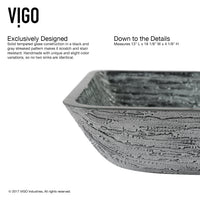 Glass Rectangular Vessel Bathroom Sink in Titanium Gray with Niko Faucet and Pop-Up Drain in Chrome