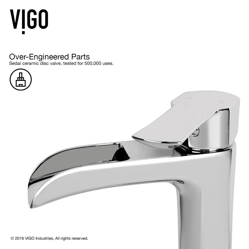 Glass Rectangular Vessel Bathroom Sink in Onyx Gray with Niko Faucet and Pop-Up Drain in Chrome