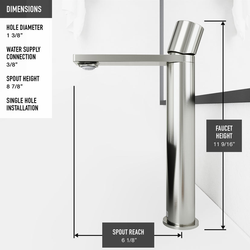 Matte Shell Sottile Glass Rectangular Vessel Bathroom Sink in Black with Faucet and Pop-Up Drain in Brushed Nickel