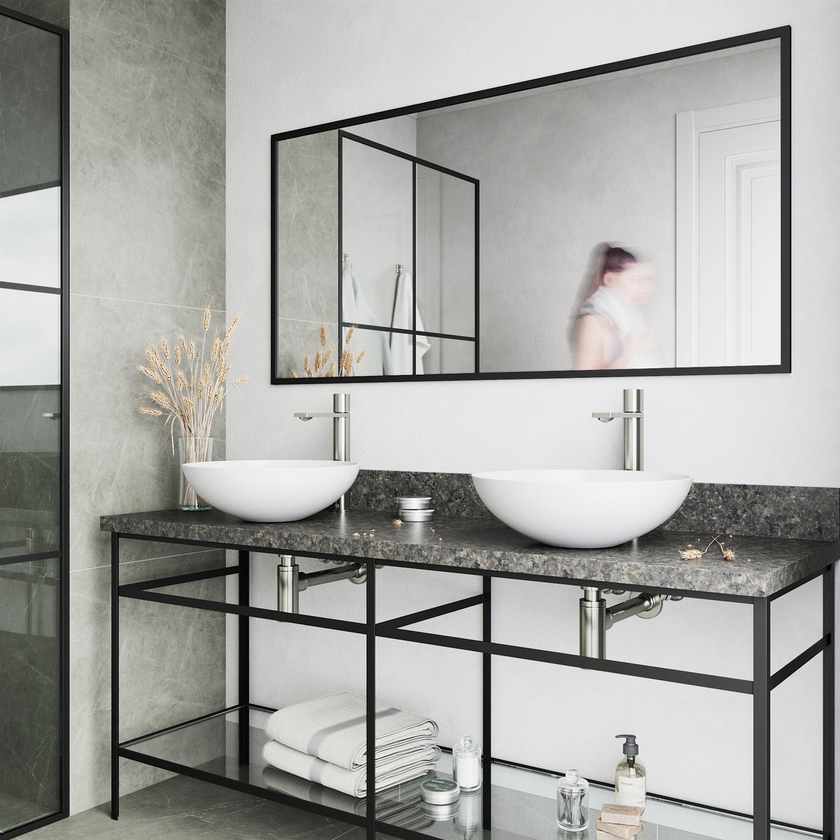 Matte Stone Lotus Composite Round Vessel Bathroom Sink in White with Gotham Faucet and Pop-Up Drain in Brushed Nickel