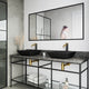 Matte Shell Roma Glass Square Vessel Bathroom Sink in Black with Lexington Faucet and Pop-Up Drain in Matte Gold