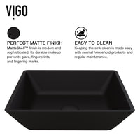 Matte Shell Roma Glass Square Vessel Bathroom Sink in Black with Lexington Faucet and Pop-Up Drain in Matte Gold