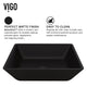 Matte Shell Roma Glass Square Vessel Bathroom Sink in Black with Lexington Faucet and Pop-Up Drain in Matte Gold