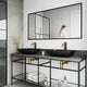 Matte Shell Sottile Glass Rectangular Vessel Bathroom Sink in Black with Lexington Faucet and Pop-Up Drain in Matte Gold