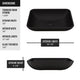 Matte Shell Sottile Glass Rectangular Vessel Bathroom Sink in Black with Lexington Faucet and Pop-Up Drain in Matte Gold