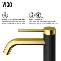 Matte Shell Sottile Glass Rectangular Vessel Bathroom Sink in Black with Lexington Faucet and Pop-Up Drain in Matte Gold