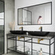Matte Shell Hadyn Glass Rectangular Vessel Bathroom Sink in Black with Lexington Faucet and Pop-Up Drain in Matte Gold