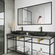 Glass Rectangular Vessel Bathroom Sink in Onyx Gray with Lexington Faucet and Pop-Up Drain in Matte Gold