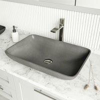 Concreto Stone 22 in. Rectangular Vessel Bathroom Sink in Gray with Gotham Faucet and Pop-Up Drain in Brushed Nickel