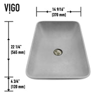 Concreto Stone 22 in. Rectangular Vessel Bathroom Sink in Gray with Gotham Faucet and Pop-Up Drain in Brushed Nickel