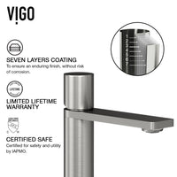Concreto Stone 22 in. Rectangular Vessel Bathroom Sink in Gray with Gotham Faucet and Pop-Up Drain in Brushed Nickel