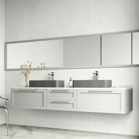 Concreto Stone 24 in. Rectangular Vessel Bathroom Sink in Gray with Norfolk Faucet and Pop-Up Drain in Brushed Nickel