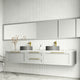 Concreto Stone Concrete Round Vessel Bathroom Sink in Gray with Niko Faucet and Pop-Up Drain in Matte Gold