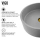Concreto Stone Concrete Round Vessel Bathroom Sink in Gray with Niko Faucet and Pop-Up Drain in Matte Gold