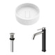 Matte Stone Bryant Composite Round Vessel Bathroom Sink in White with Lexington Faucet and Drain in Brushed Nickel