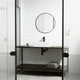 Matte Stone Montauk Composite Rectangular Vessel Bathroom Sink in White with Amada Faucet and Drain in Matte Black