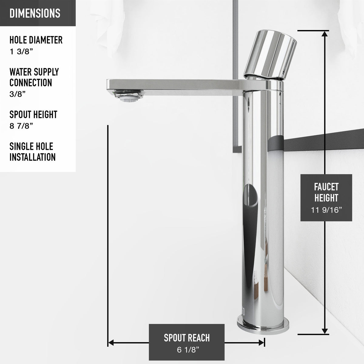 Matte Stone Starr Composite Rectangular Vessel Bathroom Sink in White with Gotham Faucet and Drain in Chrome