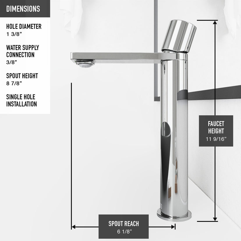 Matte Stone Starr Composite Rectangular Vessel Bathroom Sink in White with Gotham Faucet and Drain in Chrome