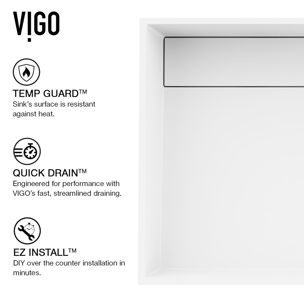 Matte Stone Montauk Composite Rectangular Vessel Bathroom Sink in White with Niko Faucet and Drain in Matte Black