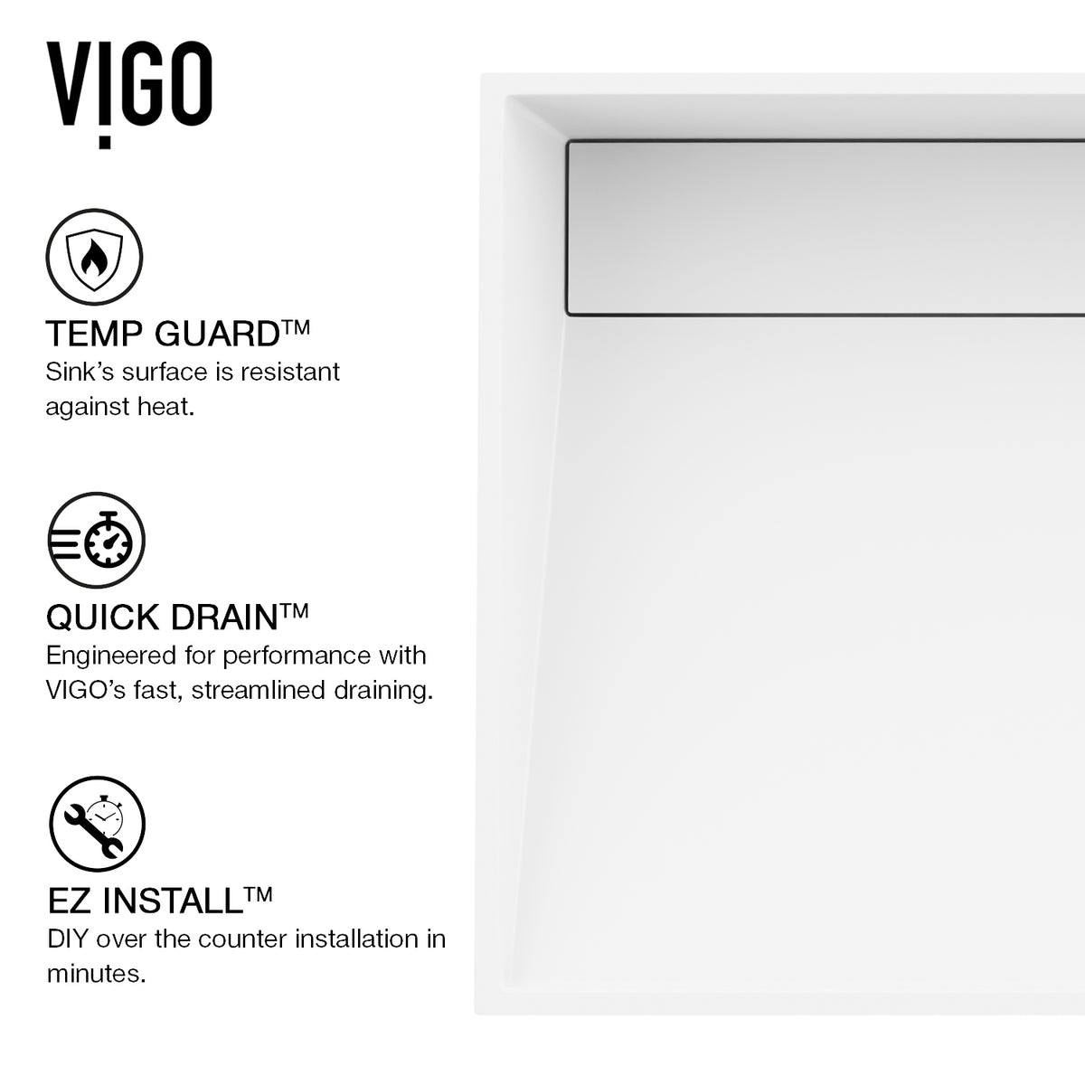 Matte Stone Starr Composite Rectangular Vessel Bathroom Sink in White with Amada Faucet and Drain in Brushed Nickel