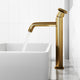 Matte Stone Magnolia Composite Rectangular Vessel Bathroom Sink in White with Cass Faucet and Pop-Up Drain in Matte Gold
