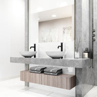 Round Vessel Bathroom Sink with Faucet and Pop-Up Drain