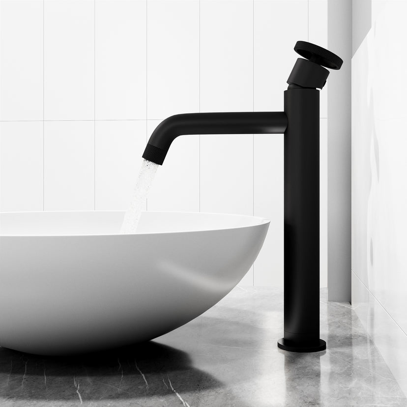 Round Vessel Bathroom Sink with Faucet and Pop-Up Drain