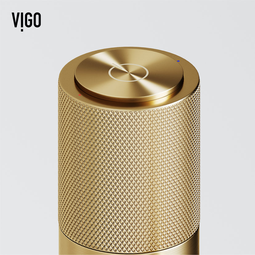 Matte Stone Marigold Composite Rectangular Vessel Bathroom Sink in White with Faucet and Pop-Up Drain in Matte Gold