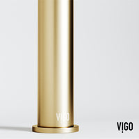 Matte Stone Marigold Composite Rectangular Vessel Bathroom Sink in White with Faucet and Pop-Up Drain in Matte Gold