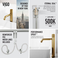 Matte Stone Marigold Composite Rectangular Vessel Bathroom Sink in White with Faucet and Pop-Up Drain in Matte Gold