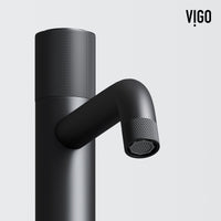 Matte Stone Magnolia Composite Rectangular Vessel Bathroom Sink in White with Faucet and Pop-Up Drain in Matte Black