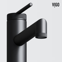 Matte Stone Marigold Composite Rectangular Vessel Bathroom Sink in White with Faucet and Pop-Up Drain in Matte Black
