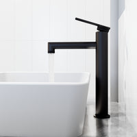 Matte Stone Marigold Composite Rectangular Vessel Bathroom Sink in White with Faucet and Pop-Up Drain in Matte Black