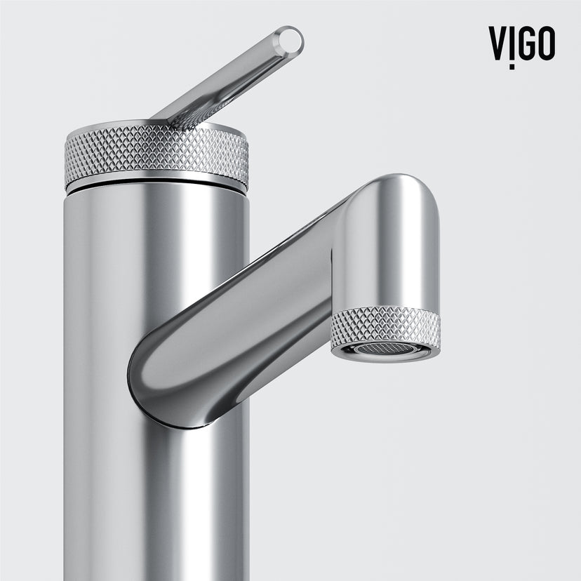 Matte Stone Magnolia Composite Rectangular Vessel Bathroom Sink in White with Sterling Faucet and Pop-Up Drain in Chrome