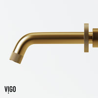 Matte Shell Sottile Glass Rectangular Vessel Bathroom Sink in Black with Wall-Mount Faucet and Drain in Matte Gold
