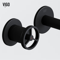 Matte Stone Anvil Composite Round Vessel Bathroom Sink in White with Wall-Mount Faucet and Pop-Up Drain in Matte Black