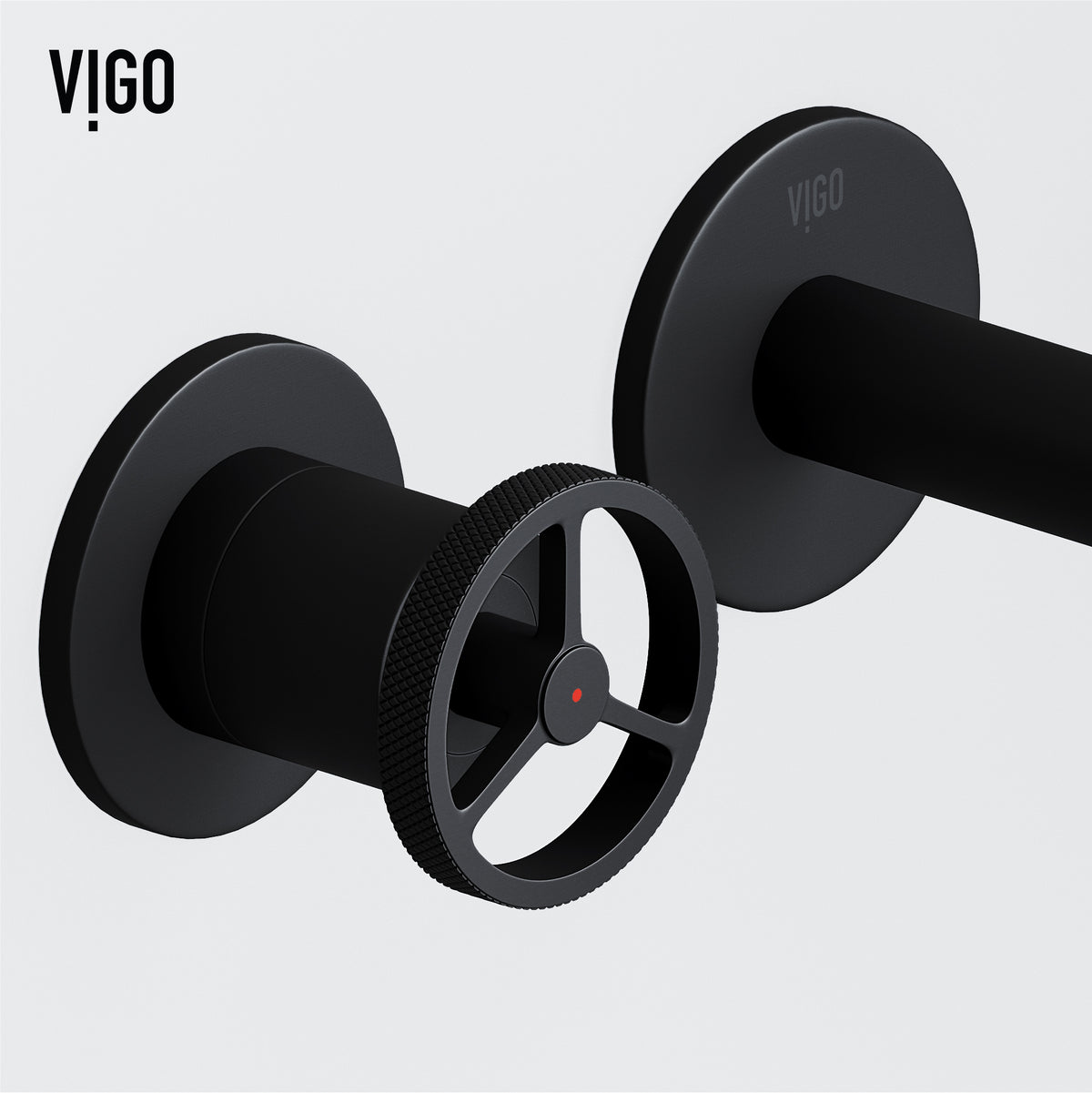 Matte Stone Anvil Composite Round Vessel Bathroom Sink in White with Wall-Mount Faucet and Pop-Up Drain in Matte Black