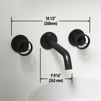 Matte Stone Anvil Composite Round Vessel Bathroom Sink in White with Wall-Mount Faucet and Pop-Up Drain in Matte Black