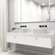 Matte Stone Anvil Composite Round Vessel Bathroom Sink in White with Wall-Mount Faucet and Pop-Up Drain in Matte Black