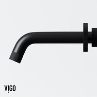 Matte Stone Anvil Composite Round Vessel Bathroom Sink in White with Wall-Mount Faucet and Pop-Up Drain in Matte Black