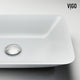 Matte Shell Sottlie Glass Rectangular Vessel Bathroom Sink in White with Niko Faucet and Pop-up Drain in Matte Black