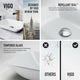 Matte Shell Sottlie Glass Rectangular Vessel Bathroom Sink in White with Amada Faucet and Pop-up Drain in Matte Gold