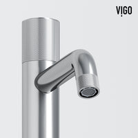 Concreto Stone Rectangular Bathroom Sink With Vessel Faucet in Chrome