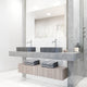 Concreto Stone Rectangular Bathroom Sink With Vessel Faucet in Chrome