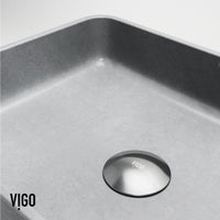 Concreto Stone Rectangular Bathroom Sink With Vessel Faucet in Chrome