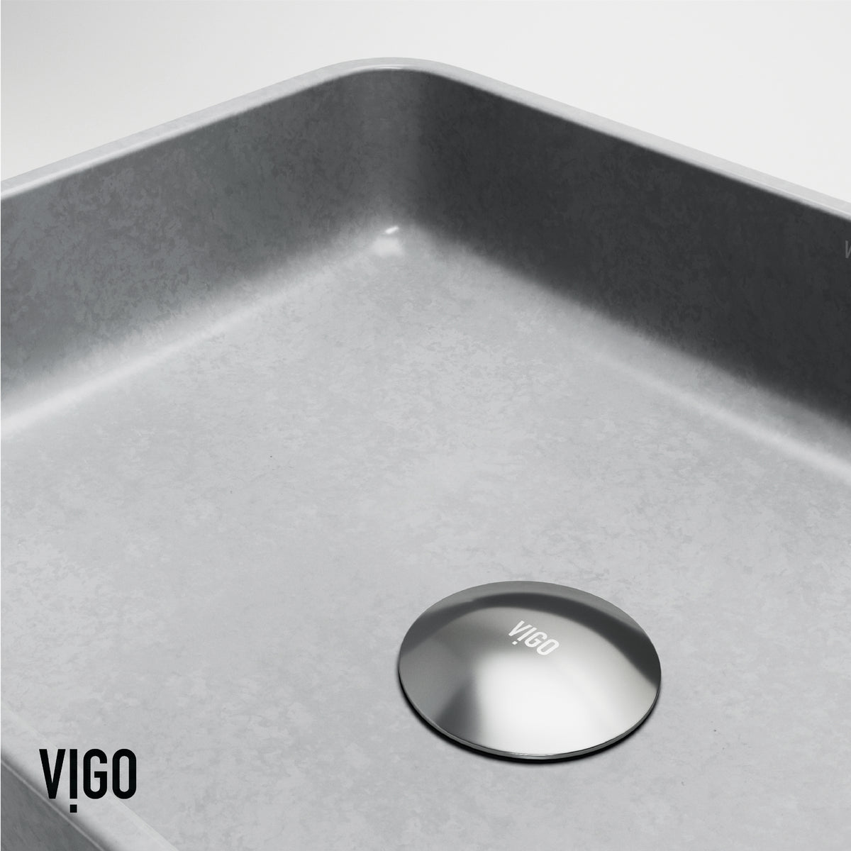 Concreto Stone Rectangular Bathroom Sink With Vessel Faucet in Chrome