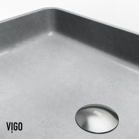 Concreto Stone Rectangular Bathroom Sink With Vessel Faucet in Matte Black