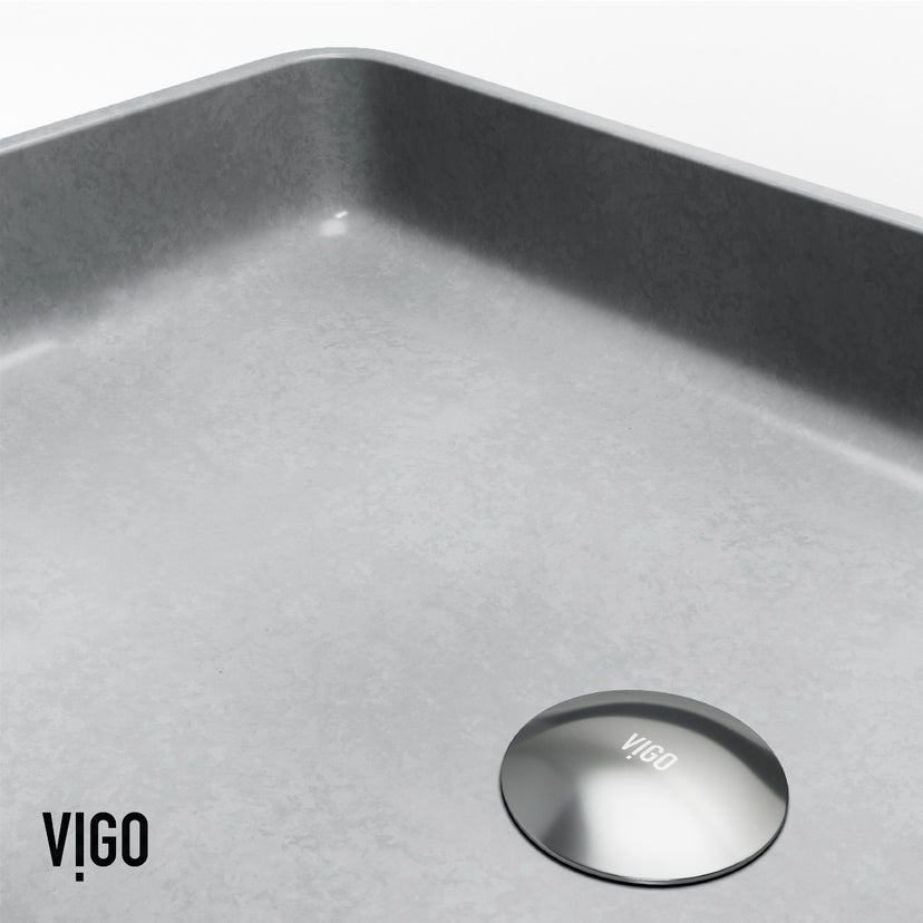 Concreto Stone Rectangular Bathroom Sink With Vessel Faucet in Matte Black